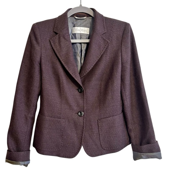 MaxMara Women’s Wool Cropped Blazer Jacket Size 6 Purple - Picture 11 of 11